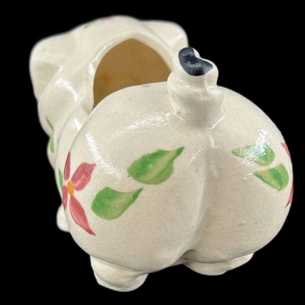 VTG Sm Ceramic Pig Planter Hand Painted Floral Minor Crazing 5"L x 2 3/4"W x 3"H - Picture 3 of 9
